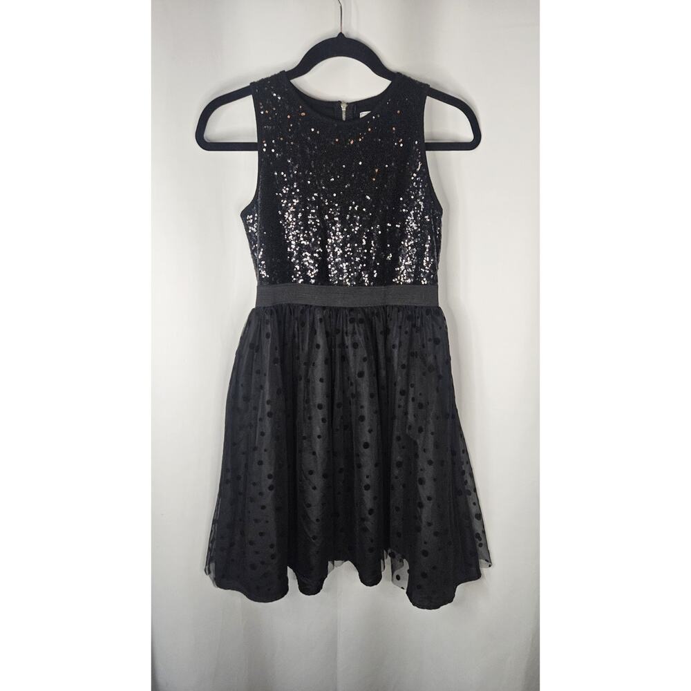 D Signed Disney Black Dress Girls Sequin Party Holiday Large 14-16